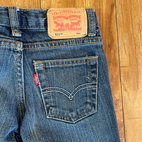 LEVIS 511 Slim Boys Blue Denim Jeans Waist Tighteners Size 4 - Picture 7 of 10